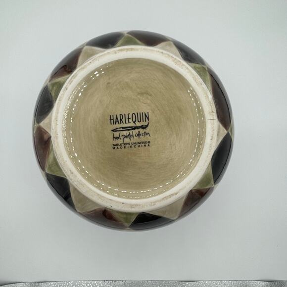 Vintage Tabletops Unlimited Harlequin Green & Brown Diamonds 2.5Qt Pitcher - Picture 5 of 7